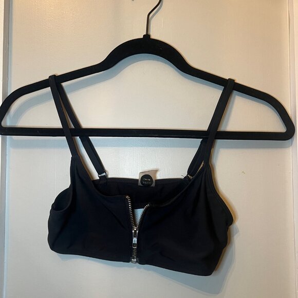 Basic Swim Black Zip Top, Size Small - Picture 6 of 7
